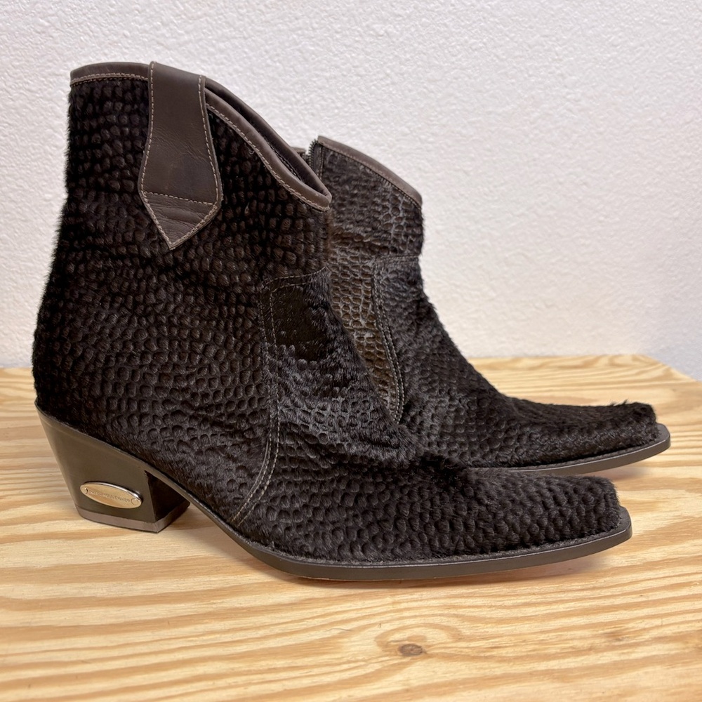 Rockwell Tharp Brown Fur Leather Heeled Ankle Booties